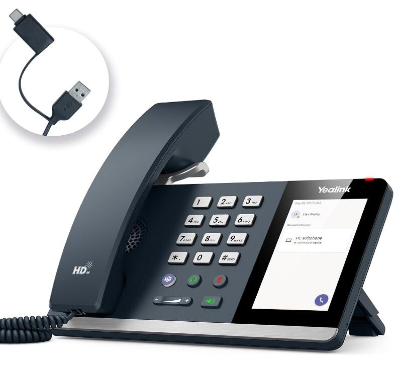 Yealink MP45 USB Teams Phone Desk Corded Phones for Work, Certified by Microsoft Teams Skype for Business System, Powered by Computer via USB-A/C