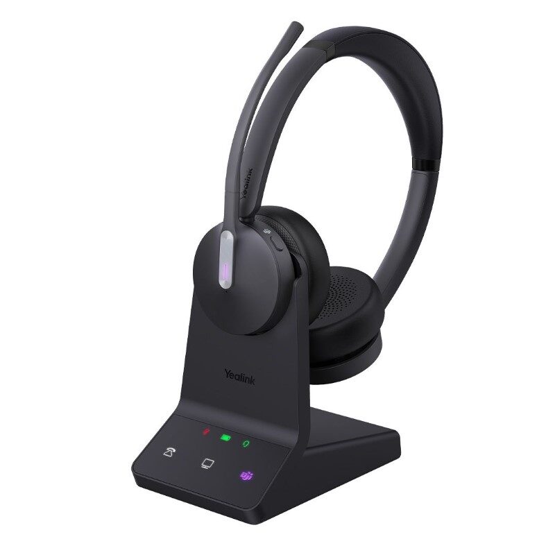 Yealink WH64 Hybrid Dual with Charging Stand Teams DECT Wireless Headset, DECT Bluetooth 3-Mic Noise Cancellation, DECT Dongle USB-A WDD60