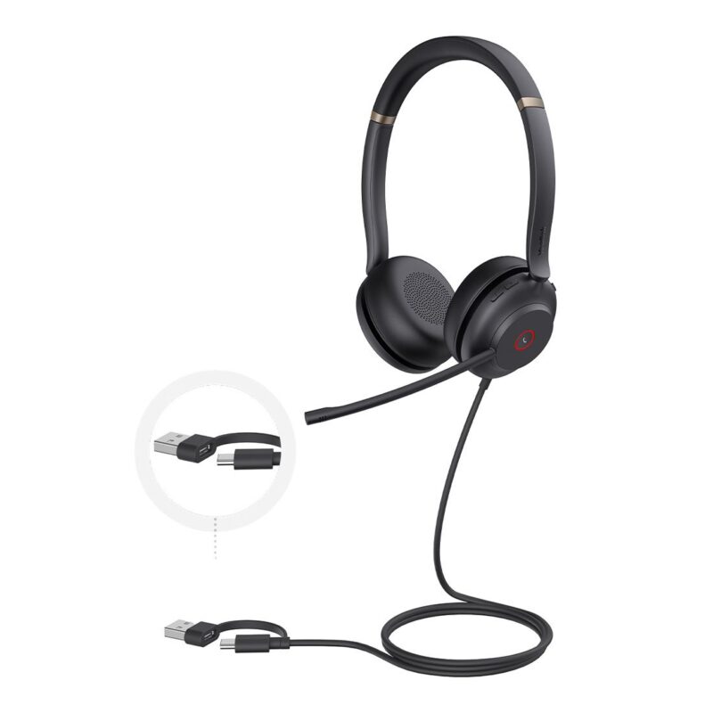 Yealink UH37 Dual USB-C/A USB Wired Headset, UC Dual, USB-C/A, 35mm Speakers, Stereo, HD Audio, 2Mic Noise Killer, Microsoft Teams  UC Certified