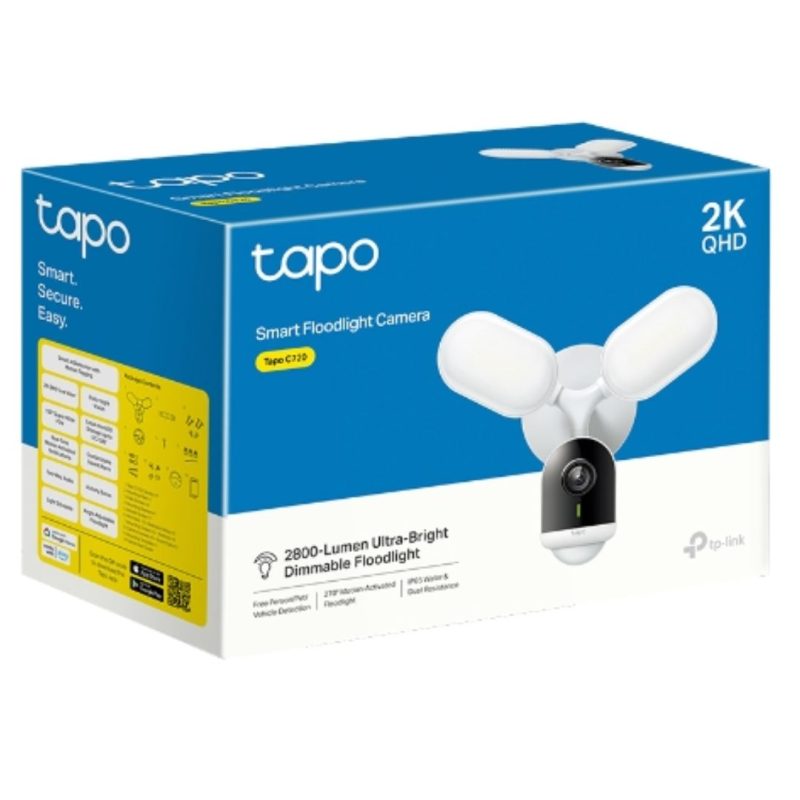 TP-Link Tapo C720 Tapo Smart Floodlight Camera 2K QHD 2800-Lumen Ultra-Bright Floodlight
