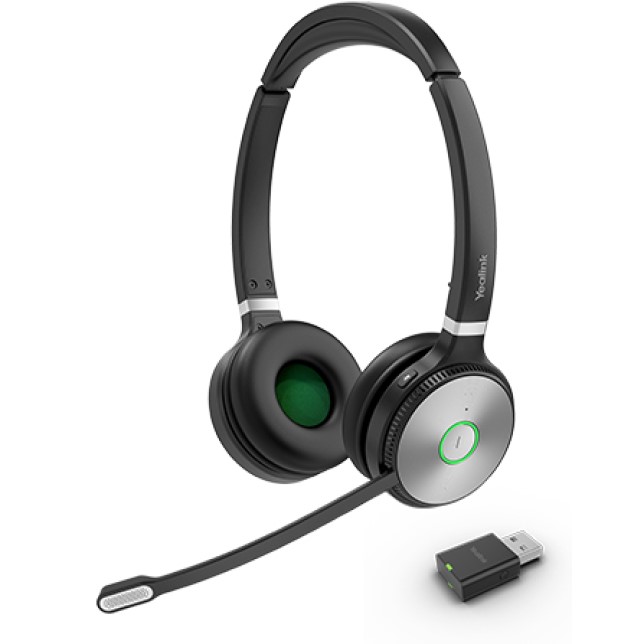 Yealink WH62 Portable Dual DECT Wireless Headset, Microsoft Teams  Zoom Certified, Stereo, WDD60 DECT Dongle, USB Charging Cable, 2Mics, EOS