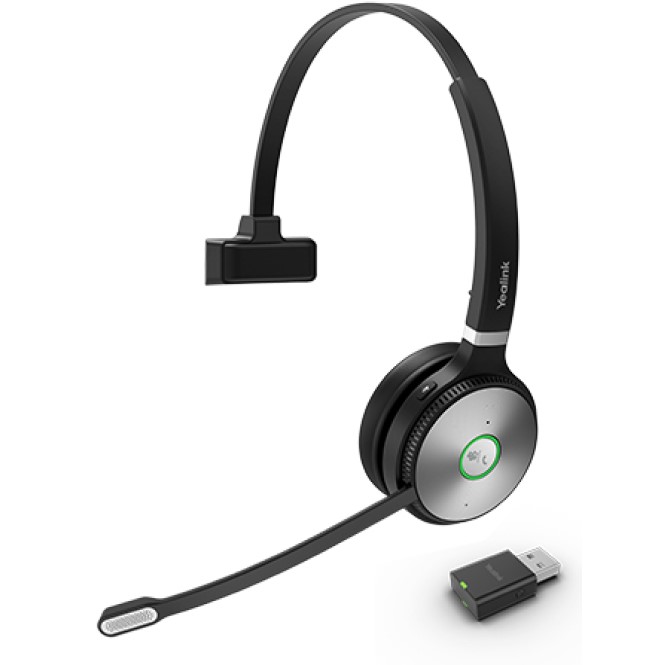 Yealink WH62 Portable Mono DECT Wireless Headset, WDD60 DECT Dongle,USB Charging Cable,Carry Pouch,Microsoft Teams  Zoom Certified,2Mics, EOS