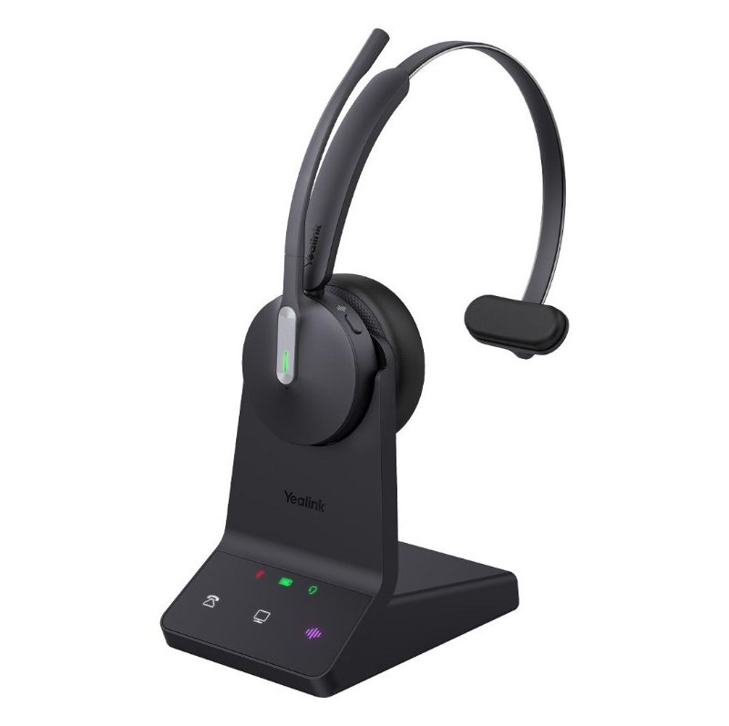 Yealink WH64 Mono Teams DECT Wireless Headset, DECT Bluetooth Wireless Technology, 3-Mic Noise Cancellation, Charging Stands, Carrying Bag