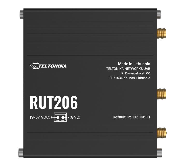Teltonika RUT206 Industrial 4G Router, Cat 4, RS232 RS485 for serial communication, 2-PIN POWER INPUT, Active and Passive PoE inputs