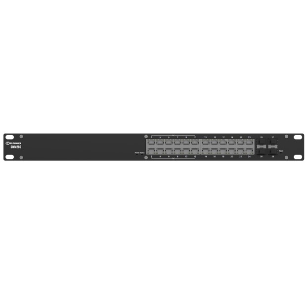 Teltonika SWM280 PoE+ Managed Switch, 24 x ETH ports, 10/100/1000 Mbps,12 PoE+ ports with up to 30W per port,4 SFP ports, 2 year free RMS License.