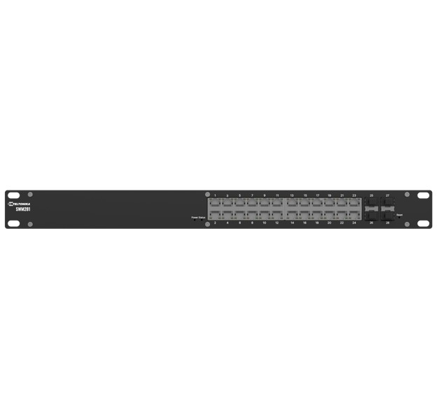 Teltonika SWM281 Gigabit Ethernet managed switch, 24 Gigabit Ethernet with 4 SFP ports, VLAN segmentation, 2-year free RMS