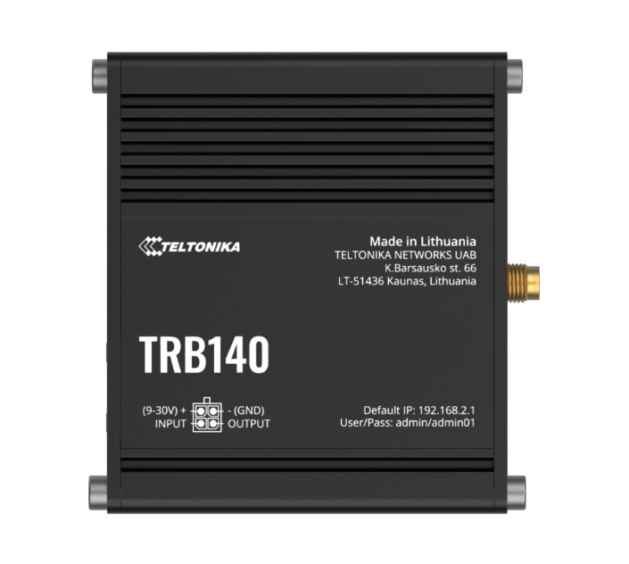 Teltonika TRB140 Industrial Rugged LTE Gateway, 4G/LTE (Cat 4), Compatible with Industrial DNP3 Modbus Communication Protocols, PSU included