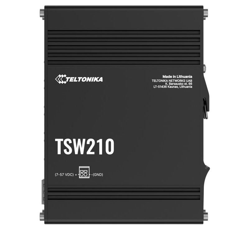 Teltonika TSW210 Industrial Ethernet Switch, 2x SFP Ports, 8x Gigabit Ethernet Ports with speeds of up to 1000 Mbps, DIN Rail, PSU excluded