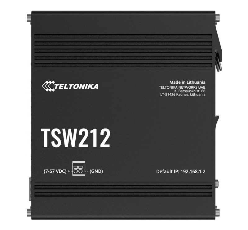 Teltonika TSW212 Managed Ethernet Switch, L2 with additional L3 Features, Supports Profinet, 8 x Gigabit Ethernet Ports, 2 x SFP Ports, PSU excluded