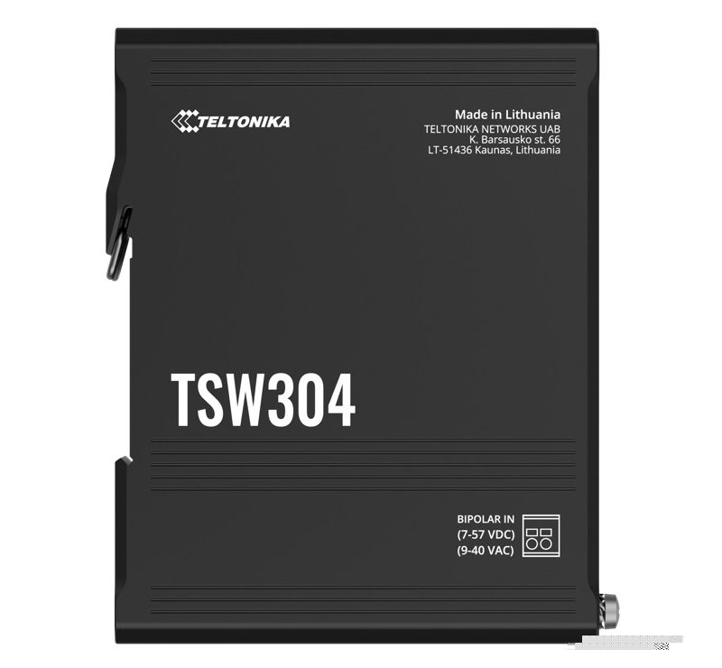 Teltonika TSW304 DIN Rail Ethernet Switch, 4x Gigabit Ethernet with speeds of up to 1000 Mbpsl, Wide Range of Voltages, PSU excluded
