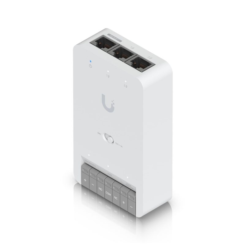 Ubiquiti Door Hub Mini, Compact Access Control Hub For Single Door,1 Lock terminal -12V Dry Switchable,Connect Power Via PoE++,2 Additional Inputs
