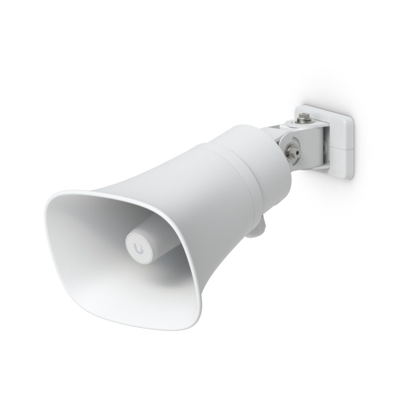 Ubiquiti AI Horn Speaker, White, All-weather PoE 120 dB Horn Speaker With Advanced AI Alert FunctionalityVersatile Wall, Corner,Pole Mounting Options