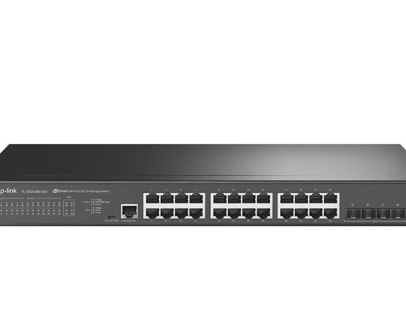 TP-Link SG3428X-M2 Omada 24-Port 2.5GBASE-T L2+ Managed Switch with 4 10GE SFP+ Slots, Integration with Omada SDN Controller, Static Routing, OAM, DDM