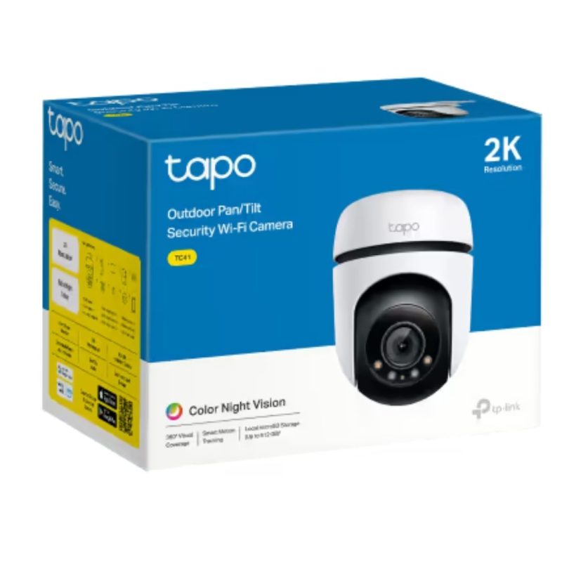 TP-Link TC41 Outdoor Pan/Tilt Security WiFi Camera, 2K, Colour Night Vision, 360° Visual Coverage, Smart Motion Tracking, Multiple Detection