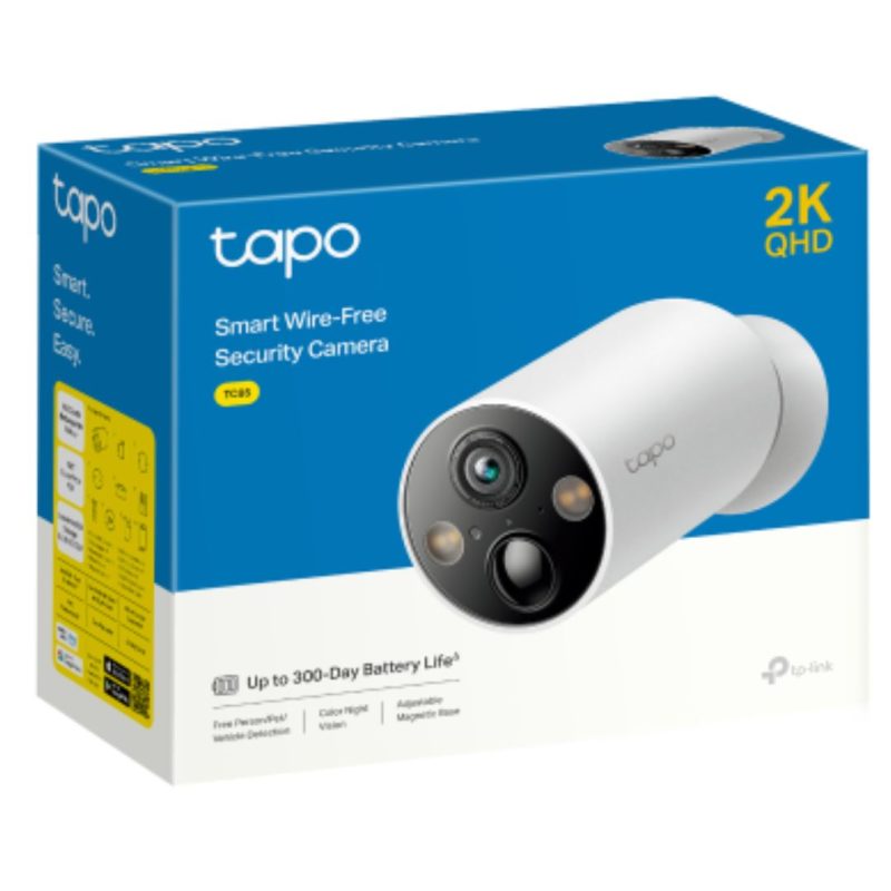 TP-Link TC85 V1.2 Smart Wire-Free Security Camera, 2K QHD (2560x1440), 2.4GHz, Colour Night Vision, Sound Light Alarm, Remote Control, 2-Way Audio