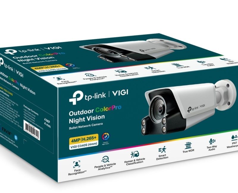 TP-Link VIGI 4MP C340S(4mm)  Outdoor ColourPro Night Vision Bullet Network Camera, 4mm Lens, Smart Detection