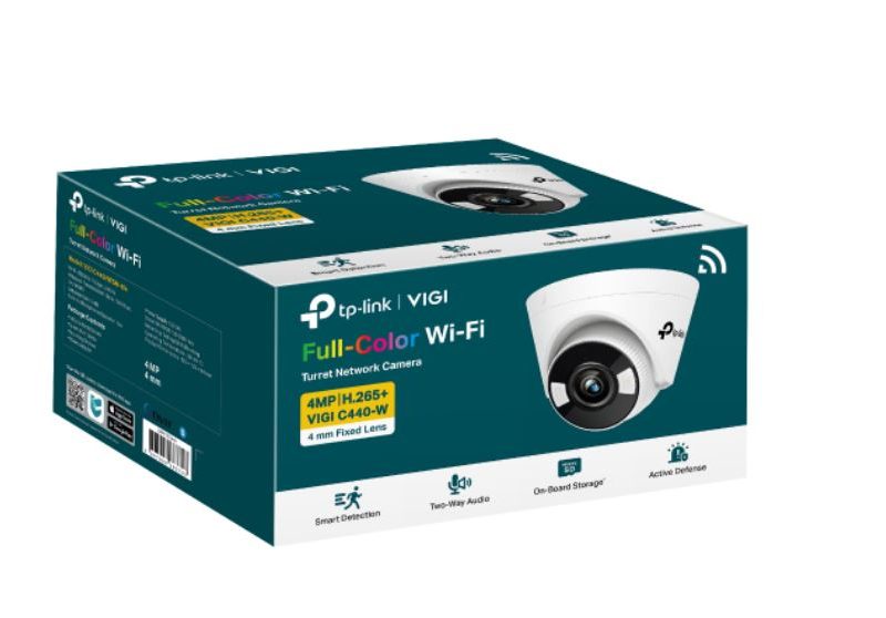 TP-Link VIGI 4MP C440-W(4mm) Full-Colour Wi-Fi Turret Network Camera,4mm Lens, Smart Detection, 3YW