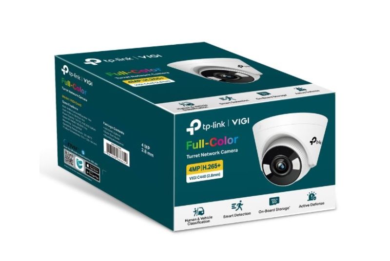TP-Link VIGI 5MP C450(4mm)  Full-Colour Turret Network Camera, 4mm Lens, Two-Way Audio, Corridor Mode, Smart Detection 3YW