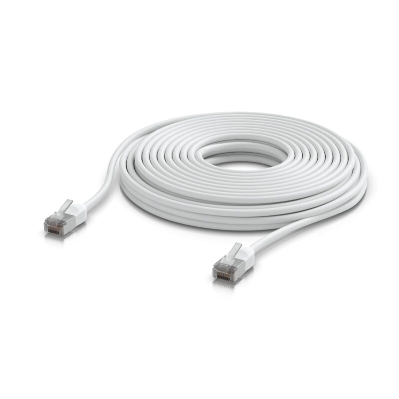 Ubiquiti UniFi Premium Patch Cable Outdoor, 12M, White, Ultra-thin, Rugged, Shielded Patch, Designed Optimized, For 10 GbE networking, 2Yr Warr