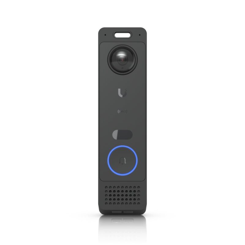 Ubiquiti G6 Entry, All-Weather, PoE+ Doorbell, Enhanced AI Detections, Two-Way Audio, Secondary Package Camera, Integrated Access Reader Capabilities.