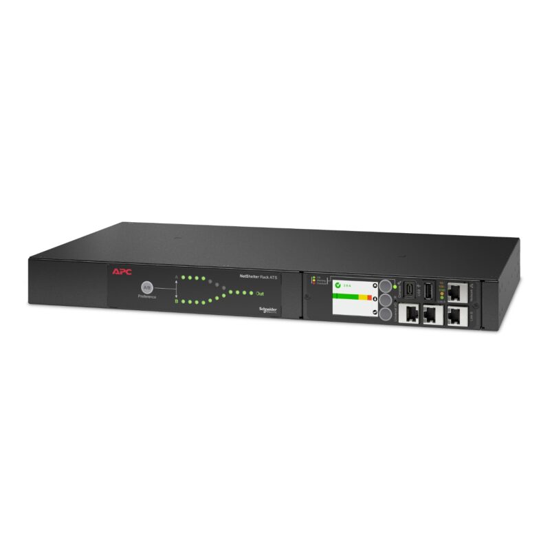 APC Netshelter Automatic Transfer Switch, 1U RM, 2x 230V/16A Input, 1x IEC C19  8x IEC C13 Output